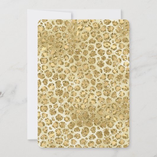 Glitzy Glam Gold Glitter Leopard Print Kaart (Achterkant)