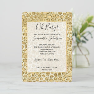 Glitzy Glam Gold Glitter Leopard Print Kaart