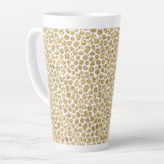 Glitzy Glam Gold Glitter Leopard Print Latte Mok (Linkerhoek)