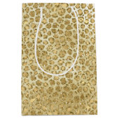 Glitzy Glam Gold Glitter Leopard Print Medium Cadeauzakje (Voorkant)