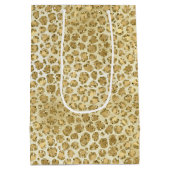 Glitzy Glam Gold Glitter Leopard Print Medium Cadeauzakje (Achterkant)
