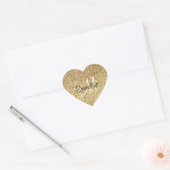 Glitzy Glam Gold Glitter Leopard Print Monogram Hart Sticker (Envelop)