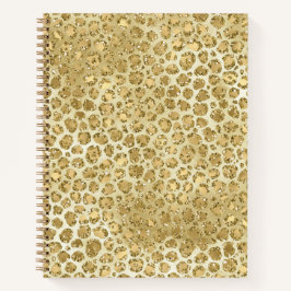 Glitzy Glam Gold Glitter Leopard Print Notitieboek