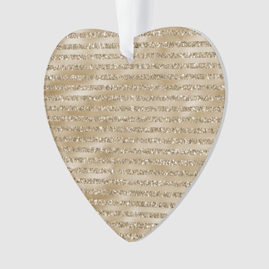 Glitzy Glam Gold Glitter Stripes Ornament (voorkant)