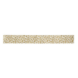 Glitzy Glam Gold White Glitter Leopard Print Satijnen Lint