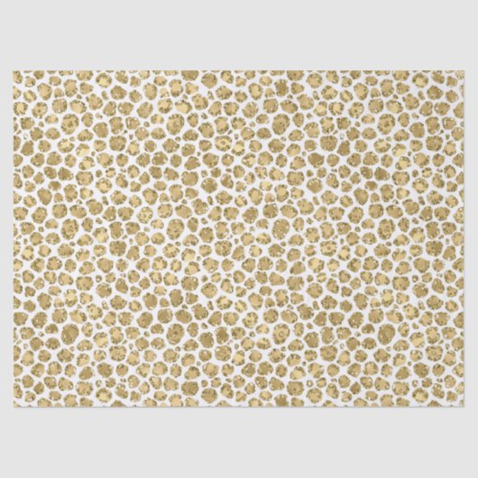 Glitzy Glam Gold White Glitter Leopard Print     Tissuepapier (Voorkant)