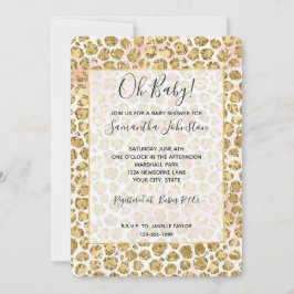 Glitzy Glam Gouden Blush Glitter Luipaardprint  Kaart