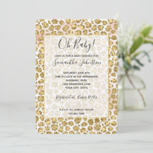 Glitzy Glam Gouden Blush Glitter Luipaardprint  Kaart