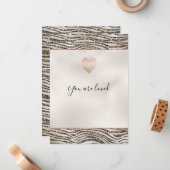 Glitzy Glam Khaki Bruin Glitter Zebra Print Notitiekaartje (Voorkant / Achterkant in situ)