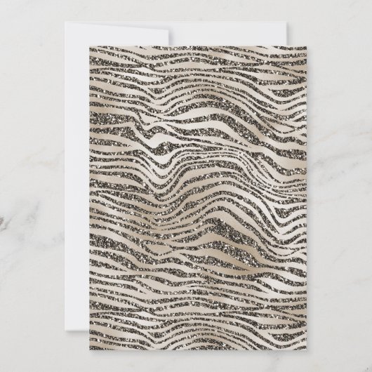 Glitzy Glam Khaki Bruin Glitter Zebra Print Notitiekaartje (Achterkant)