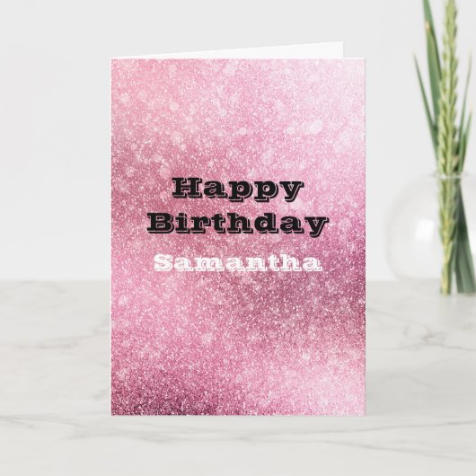 Glitzy Glam Pink Sparkle Kaart (Voorkant)