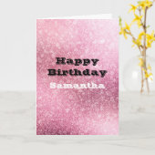 Glitzy Glam Pink Sparkle Kaart (Gele Bloem)