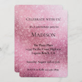 Glitzy Glam Pink Sparkle Verjaardag Kaart (Voorkant / Achterkant)