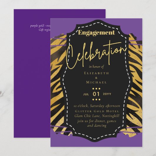 Glitzy Glam UITRUIING Feest Uitnodigingen BUDGET (Voorkant / Achterkant)