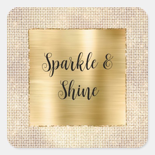 Glitzy Glam Wit Goud Sparkle Vierkante Sticker (Voorkant)