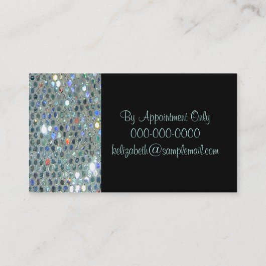 Glitzy Glamoureus Sparkly Glittery Silver Bling Visitekaartje (Achterkant)
