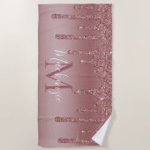 Glitzy GlamRose Gold Driving Glitter Monogram Strandlaken (Voorkant)