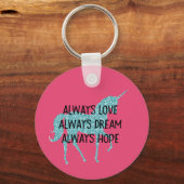 Glitzy Glitter Aqua Unicorn Inspirerend citaat Sleutelhanger (Voorkant)