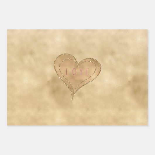 Glitzy Glitter Love Heart Inpakpapier Vel (Voorkant)