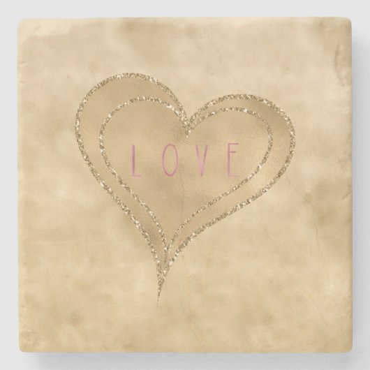 Glitzy Glitter Love Heart Stenen Onderzetter (Voorkant)