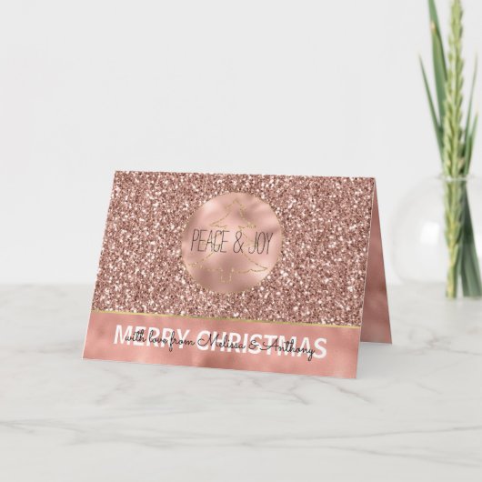 Glitzy Glitter Rose Gold Christmas Tree Feestdagen Kaart (Voorkant)