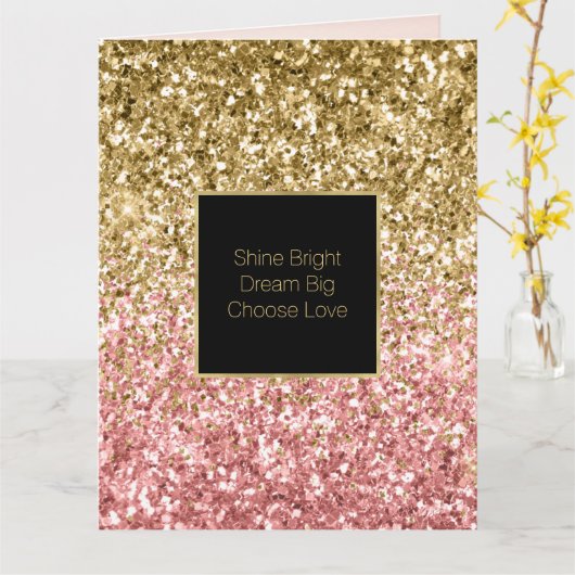 Glitzy Glitter Sparkle Kaart (Gele Bloem)