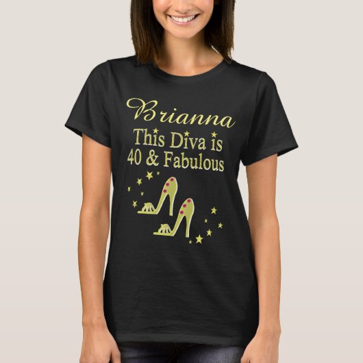 GLITZY GOLD 40 EN FANTASTISCH GEPERSONALISEERD T-S T-SHIRT (Voorkant)
