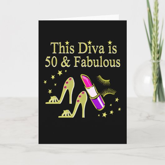 GLITZY GOLD 50E BIRTHDAY DIVA-ONTWERP KAART (Voorkant)