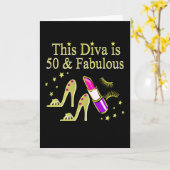 GLITZY GOLD 50E BIRTHDAY DIVA-ONTWERP KAART (Gele Bloem)