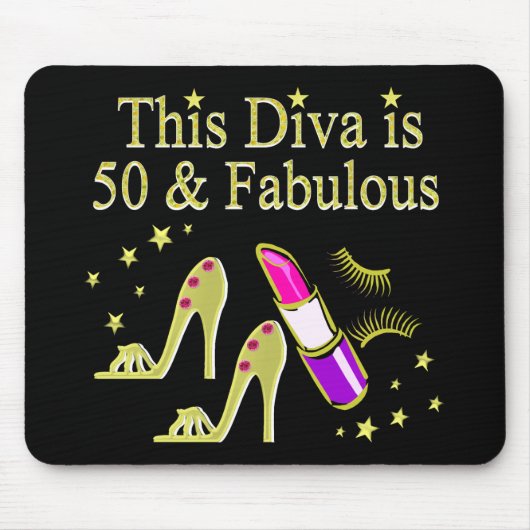 GLITZY GOLD 50E VERJAARDAG DIVA DESIGN MUISMAT (Voorkant)