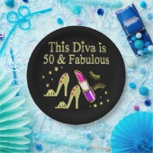 GLITZY GOLD 50E VERJAARDAG DIVA DESIGN PAPIEREN BORDJE (Feest)