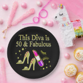 GLITZY GOLD 50E VERJAARDAG DIVA DESIGN PAPIEREN BORDJE (Feest)