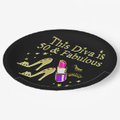 GLITZY GOLD 50E VERJAARDAG DIVA DESIGN PAPIEREN BORDJE (Gekanteld)