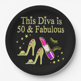 GLITZY GOLD 50E VERJAARDAG DIVA DESIGN PAPIEREN BORDJE