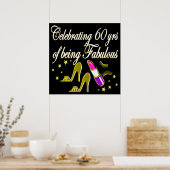 GLITZY GOLD 60th BIRTHDAY DIVA Poster (Keuken)