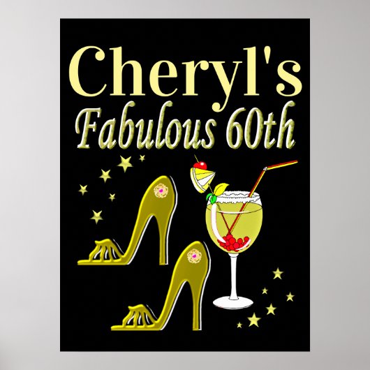 GLITZY GOLD 60TH BIRTHDAY PARTY POSTER (Voorkant)
