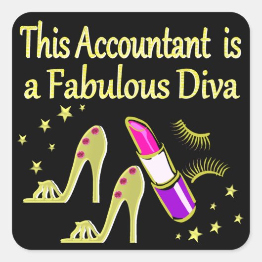 GLITZY GOLD ACCOUNTANT ONTWERP VIERKANTE STICKER (Voorkant)