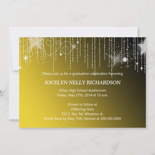 Glitzy Gold Afstuderen Foto aankondiging (Achterkant)