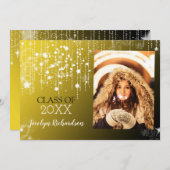 Glitzy Gold Afstuderen Foto aankondiging (Voorkant / Achterkant)