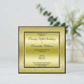 Glitzy Gold & Black, Gold Glitter Lijst Verjaardag Kaart (Staand voorkant)