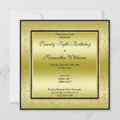 Glitzy Gold & Black, Gold Glitter Lijst Verjaardag Kaart (Voorkant)
