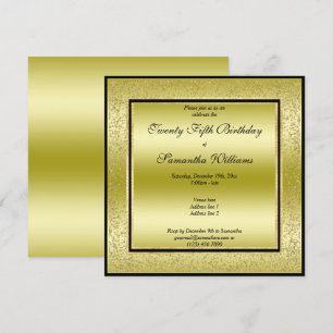 Glitzy Gold & Black, Gold Glitter Lijst Verjaardag Kaart