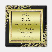 Glitzy Gold Confetti Decoraties sparen de datum Magneet (Voorkant)