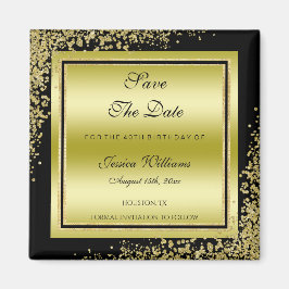 Glitzy Gold Confetti Decoraties sparen de datum Magneet