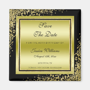 Glitzy Gold Confetti Decoraties sparen de datum Magneet