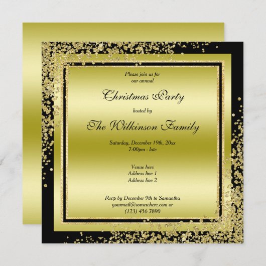 Glitzy Gold Confetti Decorations kerst Kaart (Voorkant / Achterkant)
