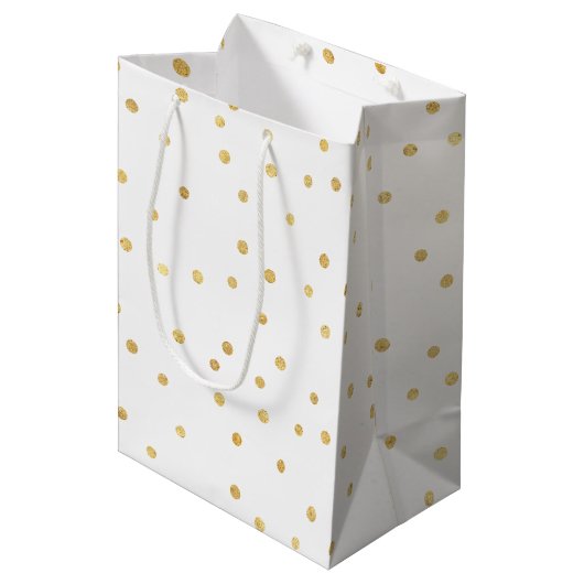 Glitzy Gold Confetti Medium Cadeauzakje (Voorkant Gekanteld)