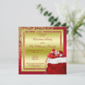 Glitzy Gold Confetti & Santa's Cadeaus voor Kerstm Kaart (Staand voorkant)