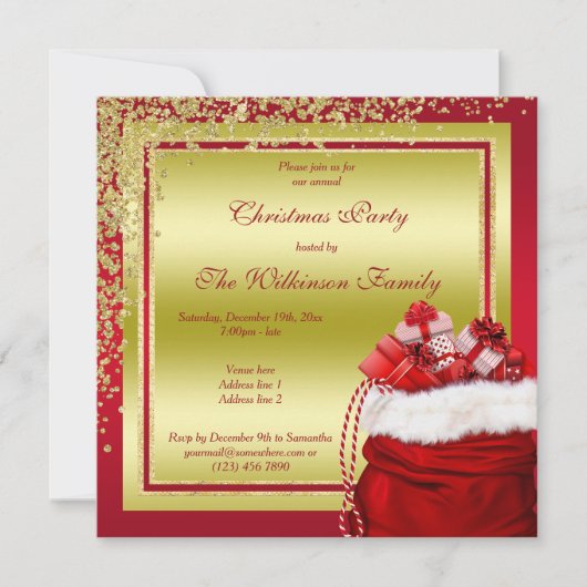 Glitzy Gold Confetti & Santa's Cadeaus voor Kerstm Kaart (Voorkant)