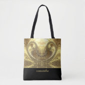 Glitzy Gold en Black Monogram Tote Bag (Voorkant)
